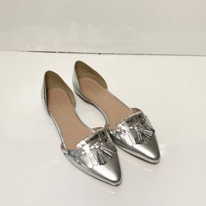 J. Crew size 10 Silver Loafer tassel flats.  Great shape barely worn!